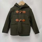 Mqtime Boys Coat Woolen Winter Greenish Brown Hooded Jacket With Horn Buttons Warm Christmas Eid Clothing British Royal Style For 2T-8T