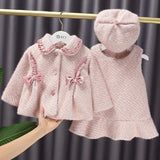 Mqtime Fashion Warm Winter Princess Clothes Set Children Kids Baby Bow Coat+Velvet Tank-Dress +Hat  Girls Christmas Outwear Suit