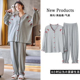 Mqtime Cotton Pajamas For Women Home Wear Loungewear Sleep Tops+Trousers Autumn New M-3XL Large Size Homewear Suit