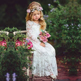 Mqtime Flower Girls Dress for Wedding Birthday Party Child Holidays Eid White Pink Long Dresses Formal Kids Communion Christening Gowns