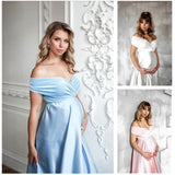 Sexy Maternity Photography Dress Long Baby Showers Party Dress Maternity Evening Dress Pregnancy Silk Maxi Gown Photography Prop