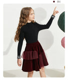 Mqtime Amii Kids Skirt for Girls Winter Velvet Tutu Skirts A-line Elastic Soft Fashion Children Clothing Christmas Mesh Skirts 22140181