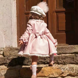 1-12Y Baby Girl Autumn Winter Handmand Customized Palace England Spanish Pink Princess Wool Coat for Christmas Casual