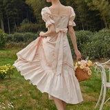 Mqtime Spring And Summer Women Dress Casuals Embroidery Decoration Pleats Design Dress Ladies Dress