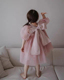 Baby Girl Princess Tutu Dress Puff Sleeve Infant Toddler Vintage Big Bow Vestido Party Pageant Wedding Baby Clothes 1-10Y