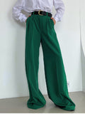 Mqtime Spring Autumn Elegant Blue Office Women'S Pants 2023 New Fashion Loose Ladies Trousers Casual High Waist Wide Pants for Women