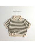 Mqtime Boys Turn-down Collar Loose Polo T-shirt Fashion Striped Pullover Tops Children Girl Cute Summer Knitwear Clothes Vintage Tops