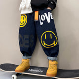 Baby Pants Spring Autumn Children's Fasshion Clothing Boys Hip Hop Letter Print Jeans 2022 New Children And Teens Trend Pants