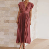 Mqtime New Summer Women Solid Short Sleeve Party Dress Strapless Backless Patchwork Ladies Dress Loungewear Simple Dress Dropshipping