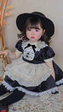 0-12Y Baby Summer Black Vintage Victoria Princess Dress for Birthday Holiday Casual Eid