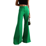 Mqtime 2023 Spring Summer New Fashion Solid Color High Waist Wide Leg Pants Casual Flare Pants Trousers For Women Daily Wear