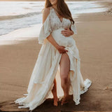 Mqtime Style Lace Maternity Dress for Photography Maternity Photography Outfit Maxi Gown Pregnancy Women Lace Long Dress