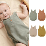 Mqtime Newborn Baby Vest Romper New Sleeveless Nordic Style Solid Color Button High Quality Waffle Cotton Toddler Baby Romper Clothes