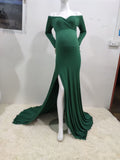 Mqtime Maternity Flowy Photo Dress Pregnant Women Shoulderless Mermaid Sexy Gown Pregnancy Diary Belly Bump Photo Album Last Trimester