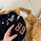 Mqtime Fashion Baby Girl Boy Corduroy Jacket Casual Cartoon Embroidery Infant Toddler Child Coat Fall Spring Kid Outwear Baby Clothes