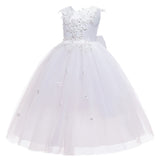 Embroidery Flower Children's Party Dress For Wedding Sleeveless Elegant Long Baby Girl Birthday Feast Clothes 4 to 14 Years
