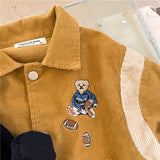 Mqtime Fashion Baby Girl Boy Corduroy Jacket Casual Cartoon Embroidery Infant Toddler Child Coat Fall Spring Kid Outwear Baby Clothes