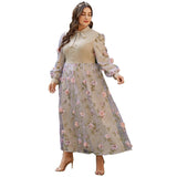 Mqtime Spring Csaual Elegant Plus Size Dresses Women Large Maxi Floral Shirt Pink Long Oversized Evening Party Prom Clothes