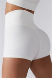 Mqtime - White Fashion Casual Sportswear Solid Patchwork Tight High Waist Shorts