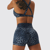 Mqtime - Blue Casual Print Leopard Patchwork Sports