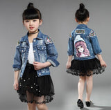 Mqtime New Autumn Children Clothing Girls Denim Jacket Baby Girl Outerwear Coat Jackets Kids Tops Jeans Wear Denim Embroidered Mermaid