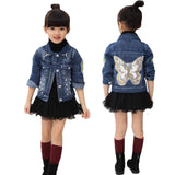 Mqtime New Autumn Children Clothing Girls Denim Jacket Baby Girl Outerwear Coat Jackets Kids Tops Jeans Wear Denim Embroidered Mermaid