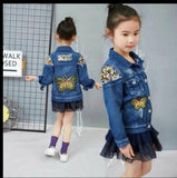 Mqtime New Autumn Children Clothing Girls Denim Jacket Baby Girl Outerwear Coat Jackets Kids Tops Jeans Wear Denim Embroidered Mermaid