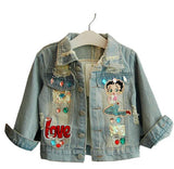 Mqtime New Autumn Children Clothing Girls Denim Jacket Baby Girl Outerwear Coat Jackets Kids Tops Jeans Wear Denim Embroidered Mermaid