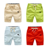 2021  Summer Boys Casual Shorts Children Cotton Elastic Waist Pants Toddler Kids Knee Length Pants Solid Color Baby Boys Clothes