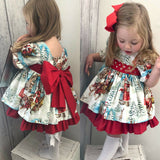 Mqtime 1-6T Christmas Princess Dress Toddler Girls Outfits Kids Baby Girl Bowknot Party XMAS Gown Formal Dress Costume