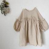 Mqtime Spring Baby Girls Dresses European & America Toddler Kids Girls Dress Linen Dress Princess Kids Clothings