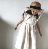 Mqtime Spring Baby Girls Dresses European & America Toddler Kids Girls Dress Linen Dress Princess Kids Clothings