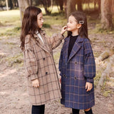 Mqtime 4 6 8 10 12 Years Children Girls Khaki Trench Outerwear Winter Girls Thicken Plaid Jackets Woolen Long Parka Teenager Warm Coat