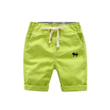 2021  Summer Boys Casual Shorts Children Cotton Elastic Waist Pants Toddler Kids Knee Length Pants Solid Color Baby Boys Clothes