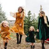 Autumn Winter Mom Daughter Velvet Dress Parent-child Clothing Fashion Long Sleeve Ruffled Family Party Dress