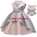 Mqtime 2 Ways Wear Girl Elegant Princess Dress Flower Girl Party Dress For Birthday Kids Girl Ball Gown Wedding Dress