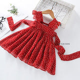 Mqtime 2-6Y Girls Red Bow Dress Princess Tutu Summer Dress for Girls Children Birthday Party Vestidos Kids Autumn Spring Dresses