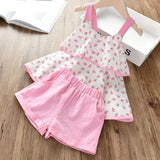 Mqtime Baby Summer New Clothing Fashion Bow Tie  Dot T-shirt +Cat Umbrella Skirt Children's Suit Cartoon Dress Clothes Set