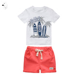 Mqtime Boys Children Clothing Summer O-Neck Print Short Sleeve T-Shirt Pants Beach Kid Boys Clothes Sets Kids Outfits