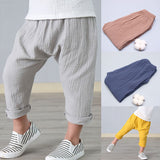 Mqtime New 2-7y Summer Solid Color Linen Pleated Children Ankle-length Pants for Baby Boys Pants Harem Pants for Kids Child