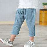 Mqtime New 2-7y Summer Solid Color Linen Pleated Children Ankle-length Pants for Baby Boys Pants Harem Pants for Kids Child