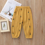 Mqtime New 2-7y Summer Solid Color Linen Pleated Children Ankle-length Pants for Baby Boys Pants Harem Pants for Kids Child