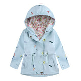 Mqtime Kids Coats Outwear Clothing Girls Jackets New Spring  Fashion Printing Girls Windbreaker Embroidery Hooded Girls jackets