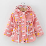 Mqtime Kids Coats Outwear Clothing Girls Jackets New Spring  Fashion Printing Girls Windbreaker Embroidery Hooded Girls jackets