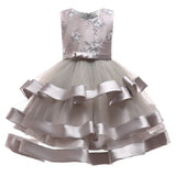 2021  Kids Elegant Pearl Cake Princess Dress Girls Dresses For Wedding Evening Party Embroidery Flower Girl Dress Girl Clothes