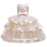 2021  Kids Elegant Pearl Cake Princess Dress Girls Dresses For Wedding Evening Party Embroidery Flower Girl Dress Girl Clothes