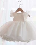 Mqtime Beading White Lace Baby Girl Dress 1 Year Birthday Dress Sleeveless Infant Newborn Party Vestidos Baby Girl Christening Gown