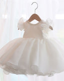 Mqtime Beading White Lace Baby Girl Dress 1 Year Birthday Dress Sleeveless Infant Newborn Party Vestidos Baby Girl Christening Gown