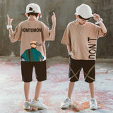 Mqtime Boys Clothing Sets Summer Boys Clothes Casual Outfit T-shirt + Pants Kids Tracksuit Teen Children Clothing Suit 6 8 9 10 12 Year