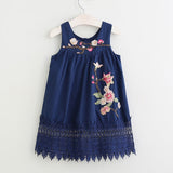 Mqtime  Summer New Girls Dress Flower Girls Round Neck Bubble Sleeves Party Dress Cute Casual Princess Dress Baby Clothing